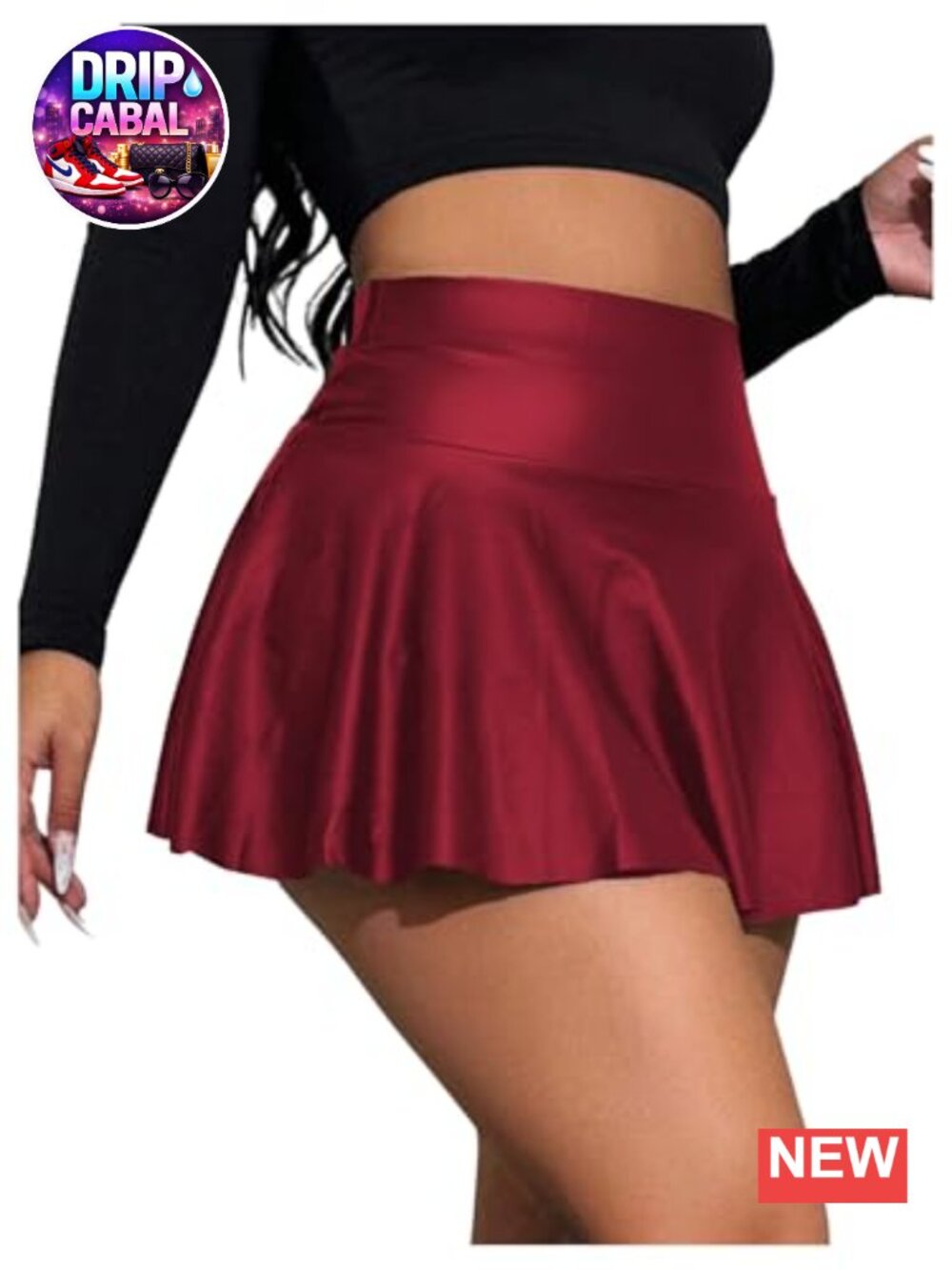 Faux Leather High Waist Ruffle Hem Skort Concert Outfit
